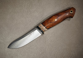 Kruchkov Skinning Knife Varyag Small, Hidden Tang Design, Ironwood, Mosaic Pins, Mammoth Tooth, S390 Steel, HRC 67