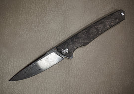 Cheburkov Knife Hudson Light, Steel Damascus, Handle Black Marble Carbon Gray Titanium