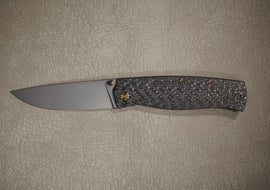 Cheburkov Knife Sparrow Large Light, Steel M390, Handle Black Carbon Bronze Titanium