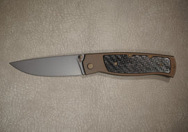 Cheburkov Knife Sparrow Large With Insert, Steel M390, Handle Black Carbon Bronze Titanium