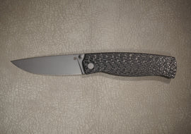 Cheburkov Knife Sparrow Large Light, Steel M390, Handle Black Carbon Gray Titanium