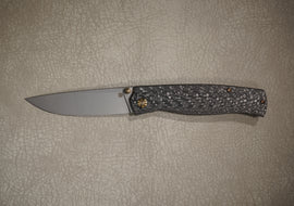 Cheburkov Knife Sparrow Small, Steel M390, Handle Black Carbon Bronze Titanium