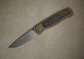 Cheburkov Knife Sparrow Small With Insert, Steel M390, Handle Black Carbon Bronze Titanium