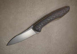 Cheburkov Knife Russian with Insert, Steel Elmax, Handle Black Carbon, Bronze Anodized Titanium