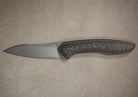 Cheburkov Knife Russian with Insert, Steel Elmax, Handle Black Carbon, Bronze Anodized Titanium