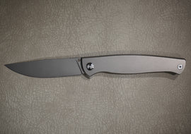 Cheburkov Knife Leader New, Steel M390, Handle Grey Titanium