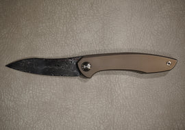 Cheburkov Knife Russian, Steel Damascus, Handle Bronze Titanium