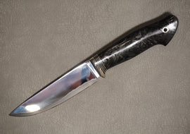 Biryukov Knife Number 10 laminate S390, Handle Marble Carbon, HRC 67