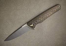 Cheburkov Knife Hudson Light, Steel M390, Handle Snake Skin Carbon Bronze Titanium