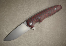 Cheburkov Knife Killer Whale, Steel Elmax, Handle Red and Black Carbon Gray Titanium