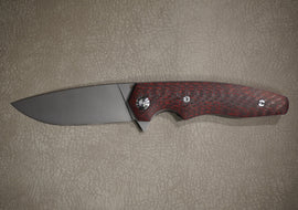 Cheburkov Knife Killer Whale, Steel Elmax, Handle Red and Black Carbon Gray Titanium