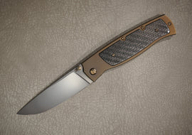 Cheburkov Knife Sparrow Large With Insert, Steel Elmax, Handle Black Carbon Bronze Titanium
