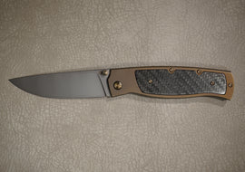 Cheburkov Knife Sparrow Large With Insert, Steel Elmax, Handle Black Carbon Bronze Titanium