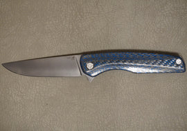Biryukov Folding knife S125V Number 10 3D carbon blue