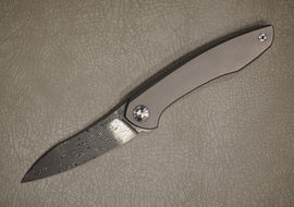 Cheburkov Knife Russian, Steel Damascus, Handle Gray Titanium
