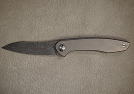 Cheburkov Knife Russian, Steel Damascus, Handle Gray Titanium