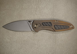 Cheburkov Knife Toucan With Inserts, Steel Elmax, Handle Bronze Titanium with Black Carbon