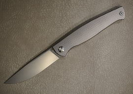 Cheburkov Knife Leader New, Steel S90V, Handle Grey Checkered Titanium