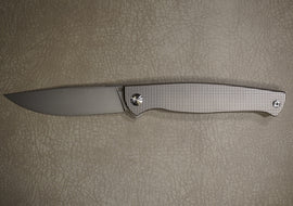 Cheburkov Knife Leader New, Steel S90V, Handle Grey Checkered Titanium