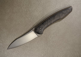 Cheburkov Knife Russian with Insert, Steel Elmax, Handle Black Marble Carbon, Bronze Anodized Titanium
