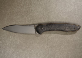 Cheburkov Knife Russian with Insert, Steel Elmax, Handle Black Marble Carbon, Bronze Anodized Titanium