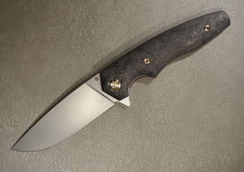 Cheburkov Knife Killer Whale, Steel Elmax, Handle Black Marbled Carbon, Bronze Anodized Titanium