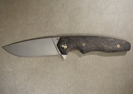 Cheburkov Knife Killer Whale, Steel Elmax, Handle Black Marbled Carbon, Bronze Anodized Titanium