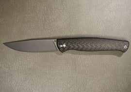 Cheburkov Knife Leader Light New, Steel Elmax, Handle Black Carbon, Grey Titanium