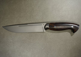 Cheburkov Knife Bear, Steel 110HA18, Bolster Titanium, Full Tang, Handle Iron Wood, Full Length 290 mm