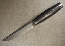 Cheburkov Knife Scandinavian, Steel S90V, Bolster Titanium, Handle Carbon Full Length 268 mm